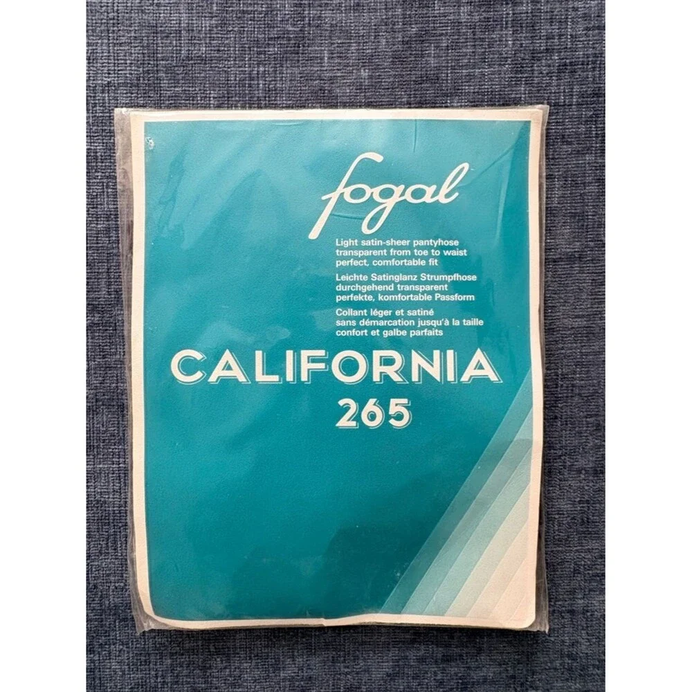 VTG NWT Fogal California 265 Blue Sheer Satin Silk Pantyhose Size M France